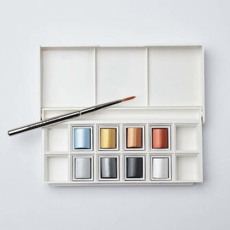 Winsor &amp; Newton Cotman Metallic Pocket Box Aquarelset 8 napjes 2