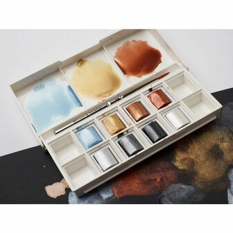 Winsor &amp; Newton Cotman Metallic Pocket Box Aquarelset 8 napjes 5