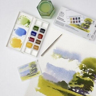 Winsor &amp; Newton Cotman Landscape Pocket Box Aquarelset 8 napjes 4