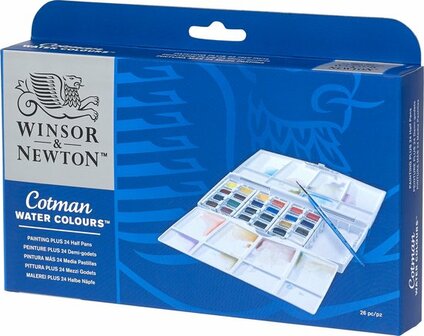 Winsor &amp; Newton Cotman Painting Plus Aquarelset 24 halve napjes