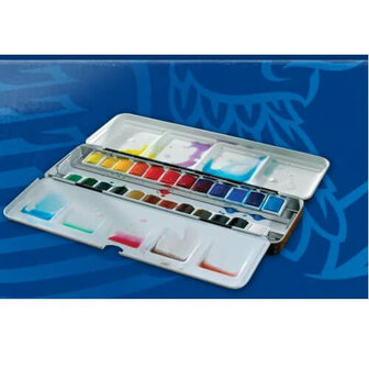 Winsor &amp; Newton Cotman Metal Sketching Box Aquarelset 24 halve napjes