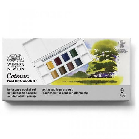 Winsor & Newton Cotman Landscape Pocket Box Aquarelset 8 napjes 2