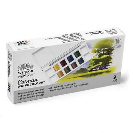 Winsor & Newton Cotman Landscape Pocket Box Aquarelset 8 napjes 5