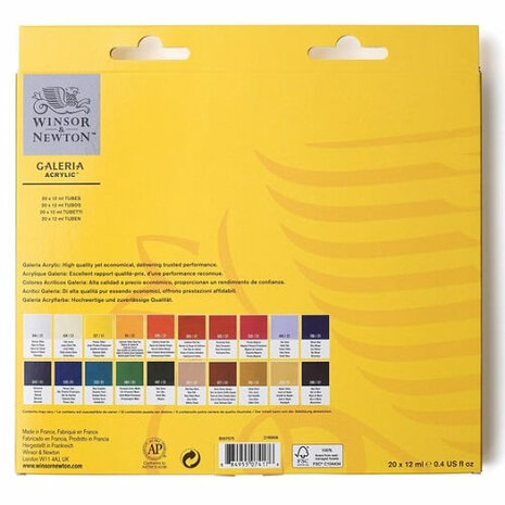 Winsor & Newton Galeria Acrylverf Set 20x12ml kleuren