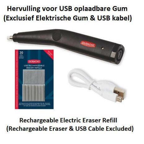 Derwent USB Oplaadbare Elektrische Gum Navulling 30 stuks 2