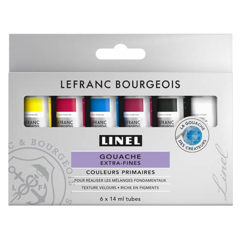 Lefranc & Bourgeois Linel Gouache Extra Fine Primary Colors Set 6x14ml -  Canvas-Schildersdoeken